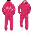 thumbnail image 5 of Toddler Girl's Jesus Print Hoodies Sweatshirt Set Long Sleeve Crew Neck Hoodie Sweatpants Hot Pink 4 Y-5 Y, 5 of 5