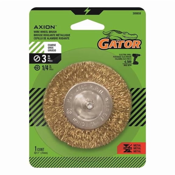 Gator 2033992 3 in. Coarse Crimped Wire Wheel Brush, Brass Coated Steel - 4500 RPM
