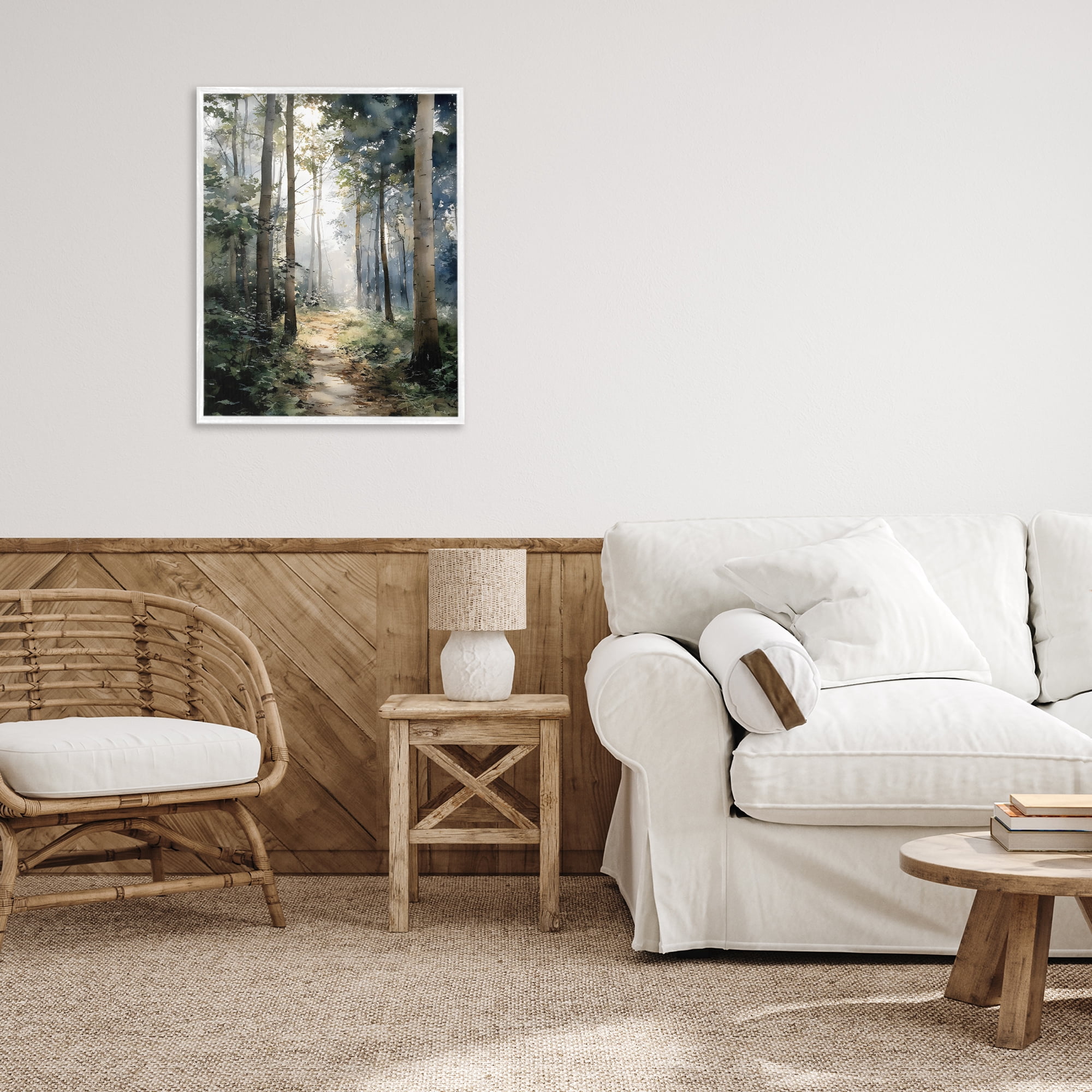 Stupell Industries Forest Path in Morning White Framed Giclee Art, design by Franklyn Gregory