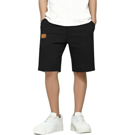 Mifsaly Boys Casual Chino Shorts Kids Elastic Waist Lightweight Breathable Twill Shorts Classic Fit Comfortable Summer Lounge Walking Outfits