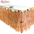 thumbnail image 5 of Playbees Luau Hawaiian Grass Table Skirt - 4 Pack - 9 Feet x 29 Inch - Authentic Island Party Decorations with Hibiscus Flowers, for Kids and Adult Birthdays, Polynesian Themed Events, 5 of 6