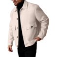 thumbnail image 5 of LODIENY Men Tweed Jacket Fleece Shacket Button Down Collared Jackets Warm Winter Coat Long Sleeve Fall Outerwear with Flap Pockets for Casual Daily Beige XXL, 5 of 6