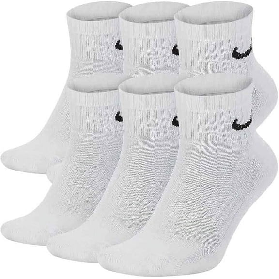 Nike Unisex Everyday Cushioned Training Ankle Socks (6 Pairs), White/Black, X-Large
