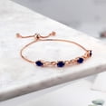 thumbnail image 3 of Gem Stone King 4.02 Ct Blue Sapphire E-F Lab Grown Diamond 18K Rose Gold Plated Silver Bracelet for Women, 3 of 3