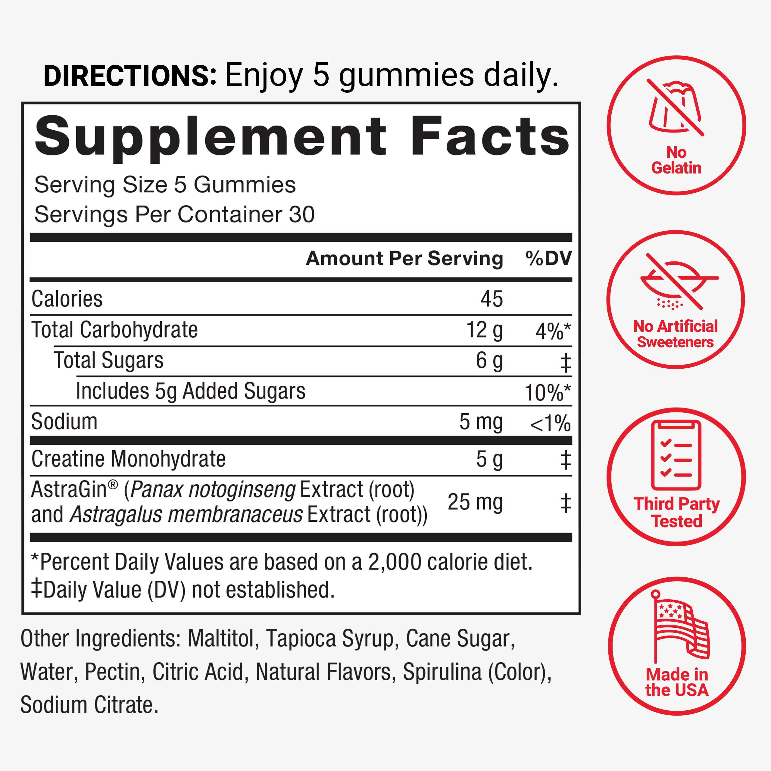 Force Factor Creatine Monohydrate Gummies, 5g Dose for Men & Women to Support Muscle, Strength, Recovery, Cognitive Health & Memory, Blue Raspberry Watermelon, 150 Gummies