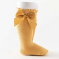 thumbnail image 4 of CYMMPU Baby Girls Knee High Socks Cotton Uniform Socks Tube Ruffled Stockings Newborn Infant Toddler Yellow,5 Years, 4 of 4