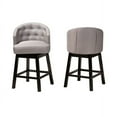 thumbnail image 3 of Baxton Studio Theron Mid-Century Transitional Grey Fabric and Espresso Brown Finished Wood 2-Piece Swivel Counter Stool, 3 of 7