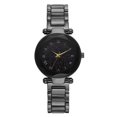 thumbnail image 1 of Reloj de cuarzo con banda de acero a la moda, reloj femenino con esfera de números romanos y cielo estrellado (negro), 1 of 3