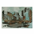 thumbnail image 1 of Grunge Cutting Board, Urban Cityscape Contemporary Abstract Acrylic Paint Style Brush Strokes, Decorative Tempered Glass Cutting and Serving Board, Small Size, Seafoam Brown White, by Ambesonne, 1 of 1