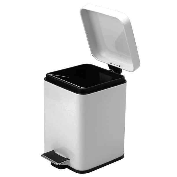 Steel Step Trash Can 8 gal. White Waste Can with Plastic Liner Square
