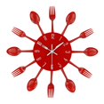 thumbnail image 1 of Reloj de pared Timelike para cubiertos de cocina con forma de cuchara y tenedor, 32 cm, rojo, 1 of 8