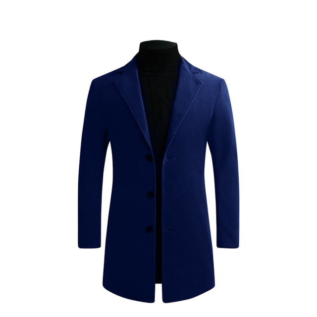 Fall/winter New Style Plus Cotton Solid Color Woolen Lapel Mens Overcoat Jacket