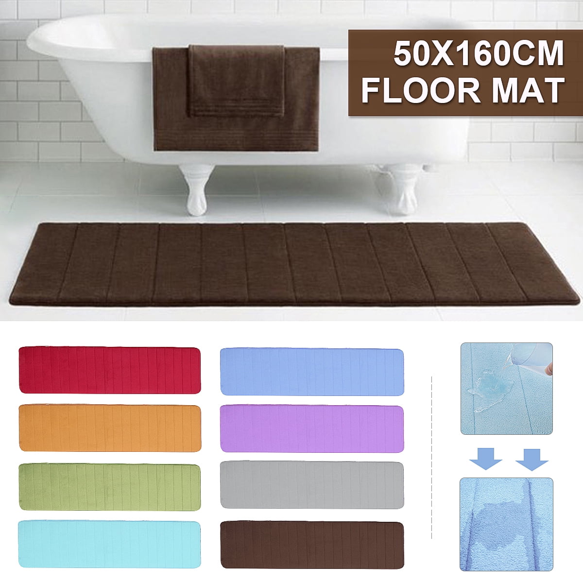 19.7"x63" / 23.6" x 70.9" Oversize Nonslip Bathroom Rug Soft Shower