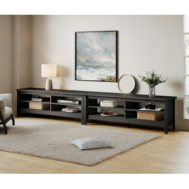 TV Stand for 85 inch TV Entertainment Center Wood TV Media Console Table for 80/90/100inch TV with 8 Storages for Living Room Bedroom, Black