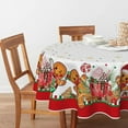 thumbnail image 2 of Christmas Tablecloth 60×60 Inch Round, Gingerbread Man Cute Christmas Bear Ball Ornaments Washable Table Cover for Party Picnic Dinner Decor, 2 of 6