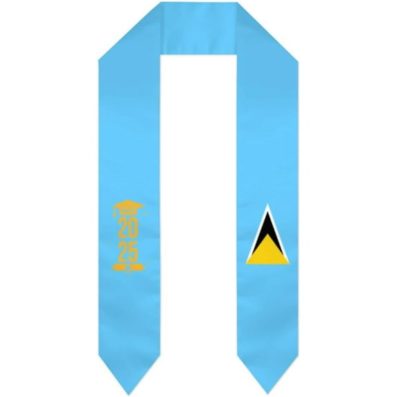 Class of 2025 Saint Lucia Flag Graduation Stoles Shawls Sash International Study Graduate Scarves