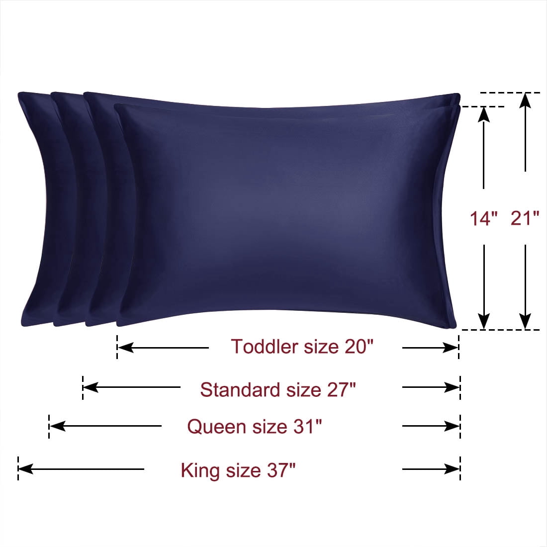 Unique Bargains Set of 4 Silky Satin Pillowcases Pillow Cover Navy Standard