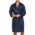 thumbnail image 1 of Mens Satin Robe Lightweight Silk Long Sleeve Bathrobe with Shorts Set Spa Kimono Sleepwear, 1 of 5