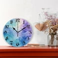 thumbnail image 2 of Wall Clock 10 Inch Silent Non-Ticking 8 Tie-dye Purple Battery Operated Rustic Retro for Living Room Home Kitchen Bathroom, 2 of 7