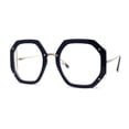 thumbnail image 2 of Luxury Double Rim Octagonal Blue Light Blocking Computer Eyeglasses Navy Gold, 2 of 4