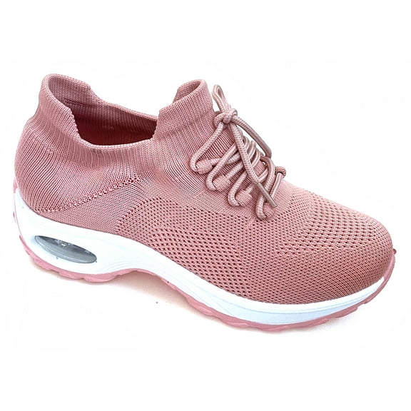 Women's Sock Sneakers Air Cushion Platform Mesh Fashion Walking Lace Up Shoes