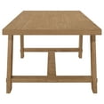 thumbnail image 5 of Gavilon Brown Rectangular Dining Table - 84" Wood Farmhouse Table for 6, Wire-Brushed Finish, Trestle Base, Dining Room Furniture, 5 of 11
