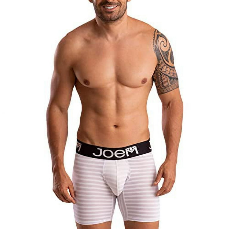 Joem Boxer Striped Briefs for Men Long Leg Multicolor Underwear Breathable Black Waistband Regular Leg Underpants White Large Walmart