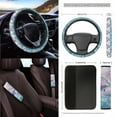 thumbnail image 3 of Renewold Dolphin Rainbow 15 PCS Car Seat Covers Set for Men Women, Soft Seat Protector Steering Wheel Cover Seat Belt Pads Trash Bin Sunglasses Pocket Rear View Mirror Protector Coasters Key Chain, 3 of 7