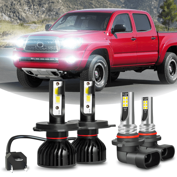 For Toyota Tacoma 2005-2011 LED Headlight Bulbs H4 High/Low Beam H11 Fog Light 4Pcs