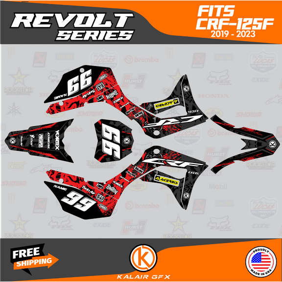 Kalair GFX Graphics Kit for Honda CRF125F (2019-2024) Revolt Series