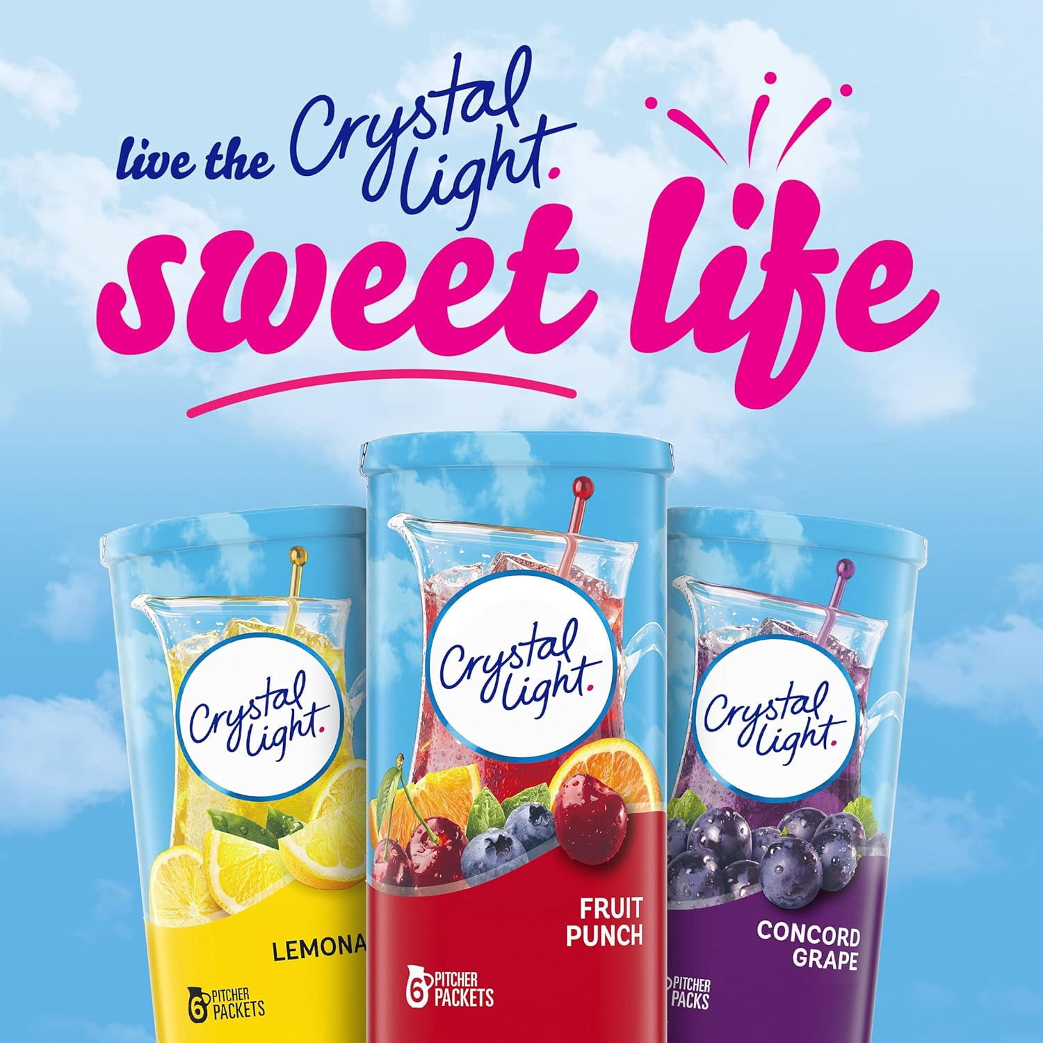 Crystal Light Fruit Punch Powdered Drink Mix Low Calori Sugar Free 6ct (12 Pack)