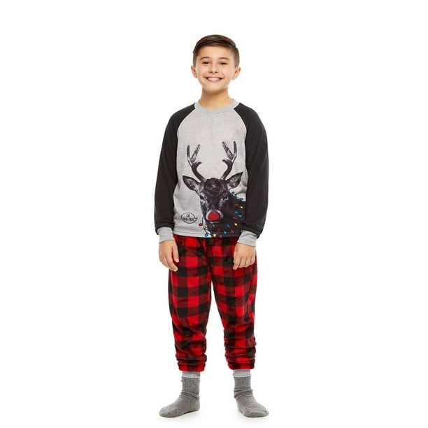 Christmas Oh Deer Pajama Set for Family Long Sleeve Top and Pants Sleepwear Set for Kids and Adults