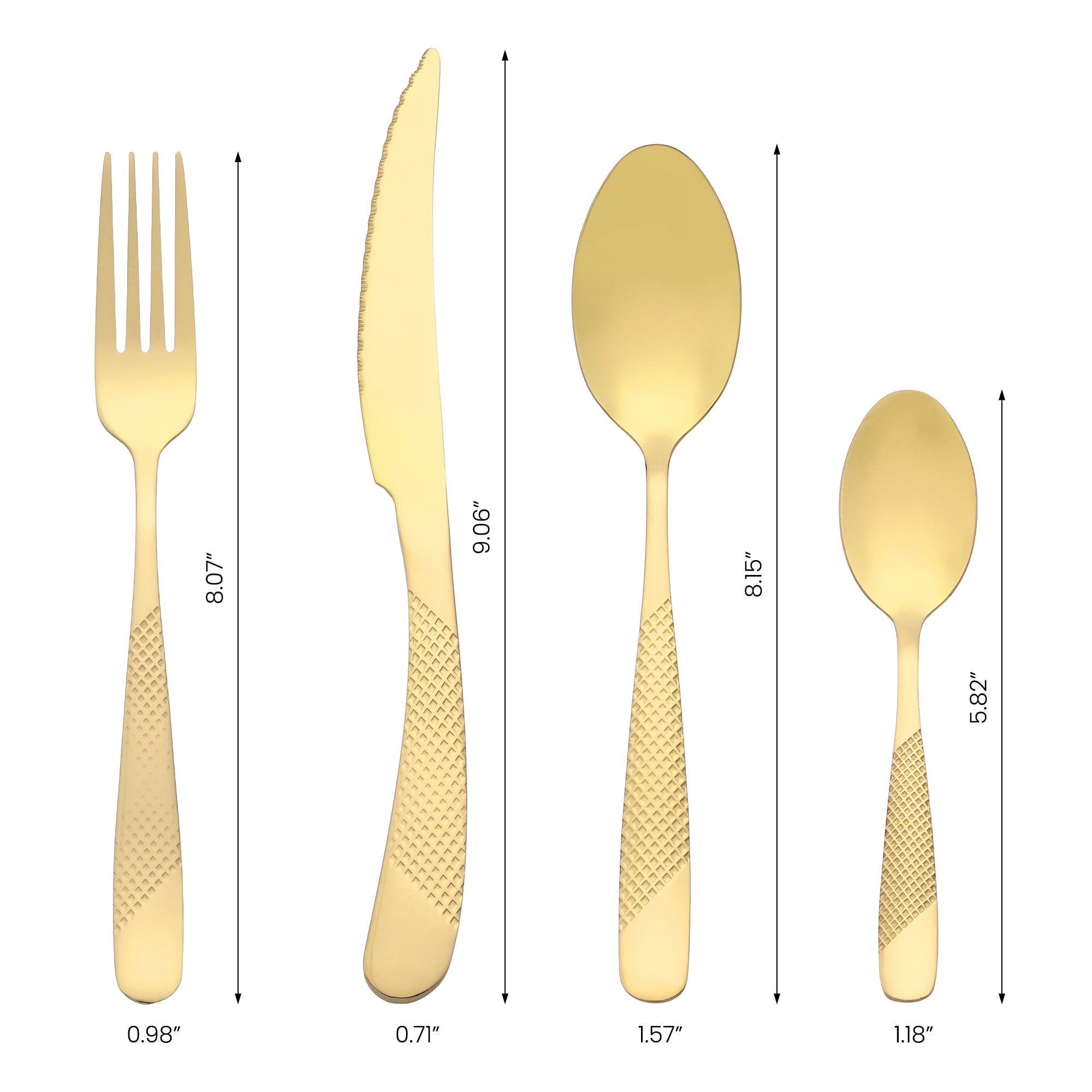 Unique Bargains Stainless Steel Flatware Set Mirror Polished Cutlery Set Gold 4 Pcs