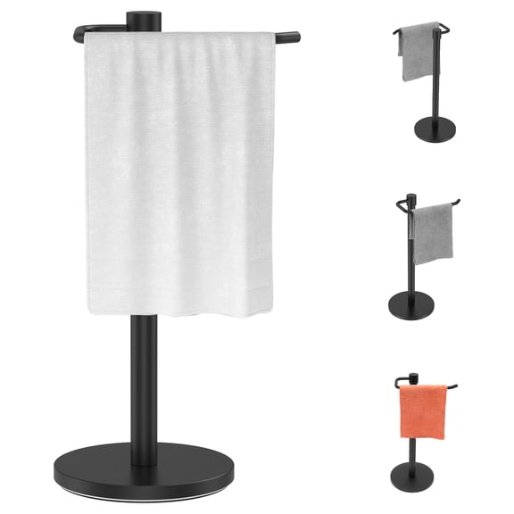 Ikoopy Hand Towel Holder Stand Countertop Wipe Cloth Rack Standing Towel Bar Hanger for Bathroom Kitchen Matte Black Stainless Steel