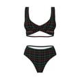 thumbnail image 4 of Daiia Buffalo Plaid Dark Green Women's Bikini Set Two Piece Swimsuit High Waisted Bikini Adjustable Straps Bikini Perfect for Beach, Pool, and Summer Vacation-Small, 4 of 9