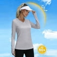 thumbnail image 2 of Chandails à Manches Longues pour Femmes, Chandails de Protection Solaire pour la Randonnée, le Camping et l'Entraînement, Col en V, Chandails Amples, Hauts, 2 of 6