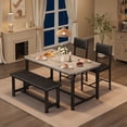 thumbnail image 4 of Yiwa 4-Piece Dining Table Set, Includes Kitchen Table, 2 Chairs and Upholstered Bench, Space-Saving for Small Apartments, Industrial Wood and Metal Design, 4 of 8