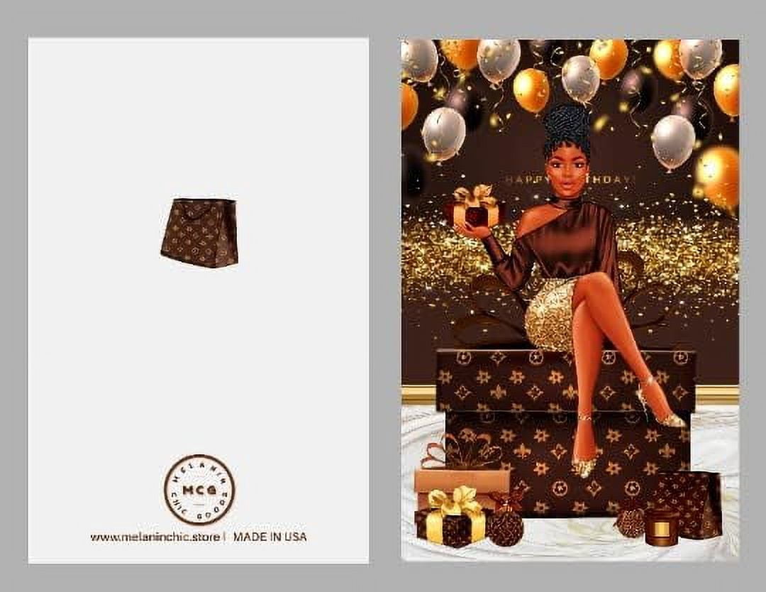 6 Pack African American Birthday Greeting Cards, Cute Birthday Card, Black Girl Queen Happy Birthday card for Wife, Girlfriend, Sisters with Envelope