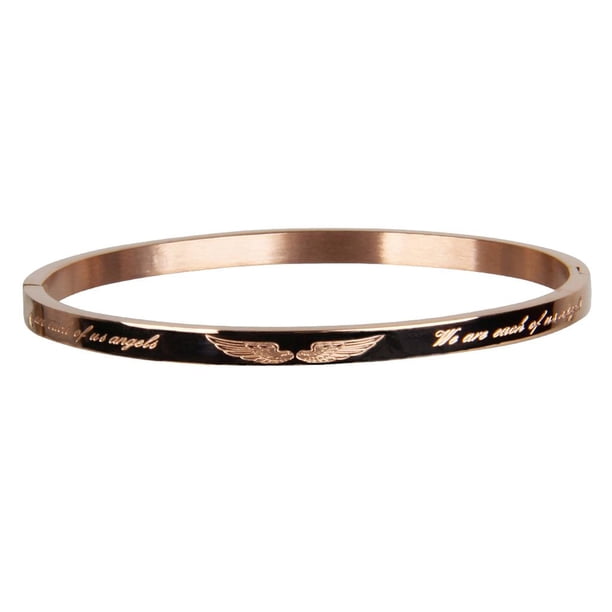 Brazalete de acero inoxidable Sunnimix con alas de ángel para mujer
