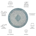 thumbnail image 5 of SAFAVIEH Courtyard Kebo Traditional Indoor/Outdoor Area Rug, 5'3" x 5'3" Round, Teal/Cream, 5 of 9