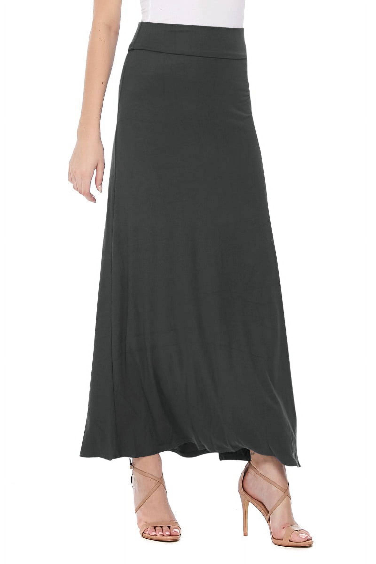 Women's Casual Foldable Waist Comfy Loose Fit Solid Maxi Skirt S-3XL