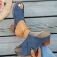 thumbnail image 4 of Dakaela Womens Summer Heeled Sandals Chunky Heel Wedge Fish Mouth Dressy Pumps Slip on Mules Clogs Business Work Walking Shoes Blue Size 8.5, 4 of 6