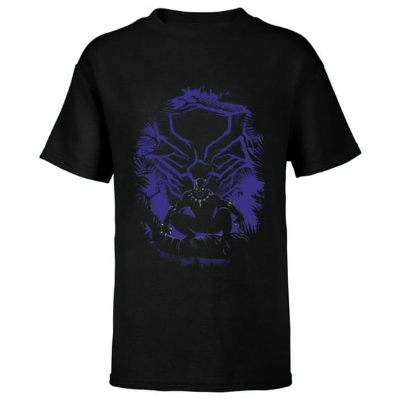 Marvel Black Panther King T'Challa Forest Mask - Short Sleeve T-Shirt for Kids - Customized-Black