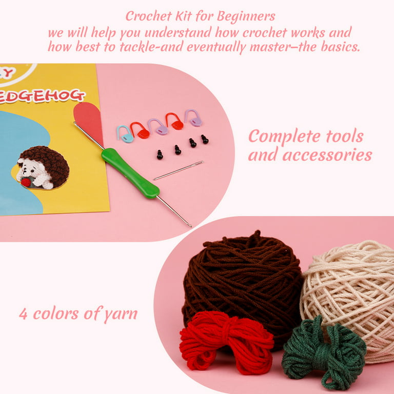  UzecPk Complete Crochet Kit for Beginners, Knitting Starter Kit  with Crochet Hooks, Crochet Kit with Instruction and Video Tutorials for Beginners  Adults DIY Craft