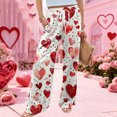 thumbnail image 6 of Women's Fashion Pocket Valentine's Day Print Stretch Adjustable Drawstring Wide Leg Pants, Elastic Waist Holiday Pants, Casual Lounge Wear for Women,Red,M, 6 of 7