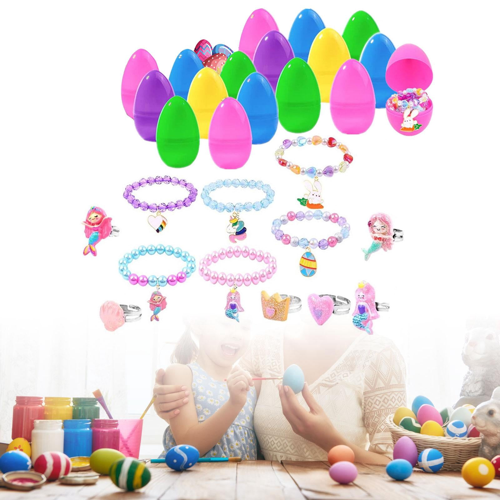 Sharprepublic Easter Basket Stuffers Prefilled Easter Eggs Colorful Decor Gifts Toys Funny Fun 6 Rings 6 Bracelets