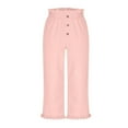 thumbnail image 3 of Bnwani Girls Flare Pants Wide Leg Pants Elastic Waist Button Casual Loose Pants with Pockets Pink, 3 of 8