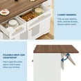 thumbnail image 4 of M optimized Rattan Rolling Kitchen Island Table with Drop Leaf, Tilt Out Trash Can Cabinet with 2 Door, Storage Cabinet, 2 Drawer, Spice Rack, Kitchen Cart, 4 of 9