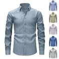 thumbnail image 2 of ZCFZJW Mens Striped Button Down Shirts Casual Slim Fit Long Sleeve Dress Party Shirts Stretchy Wrinkle Free Work Business Collared T-Shirt Tops Khaki XL, 2 of 4