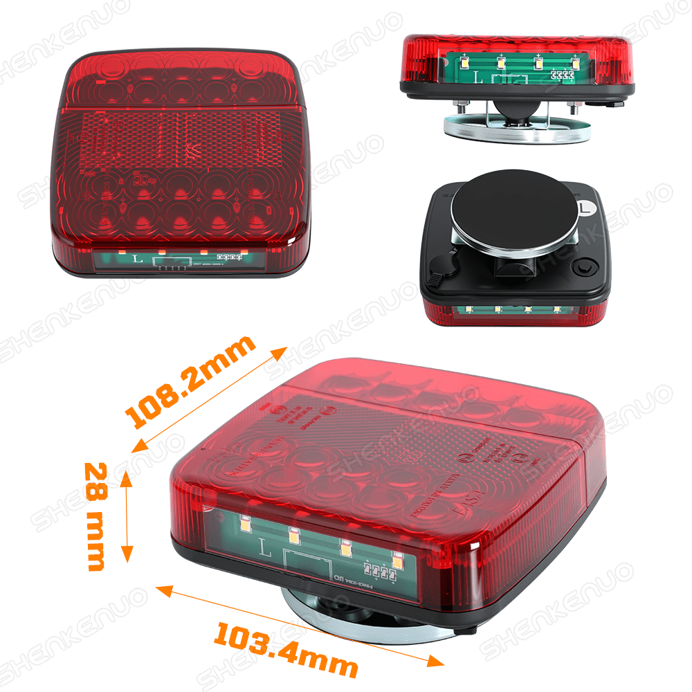 HMCYCI Magnetic Trailer Lights LED Kit, 12-24V Wireless Magnetic Tail Light LED Towing Lights Kit for Trailer Truck Boat RV Pickup Towing Camper Caravan